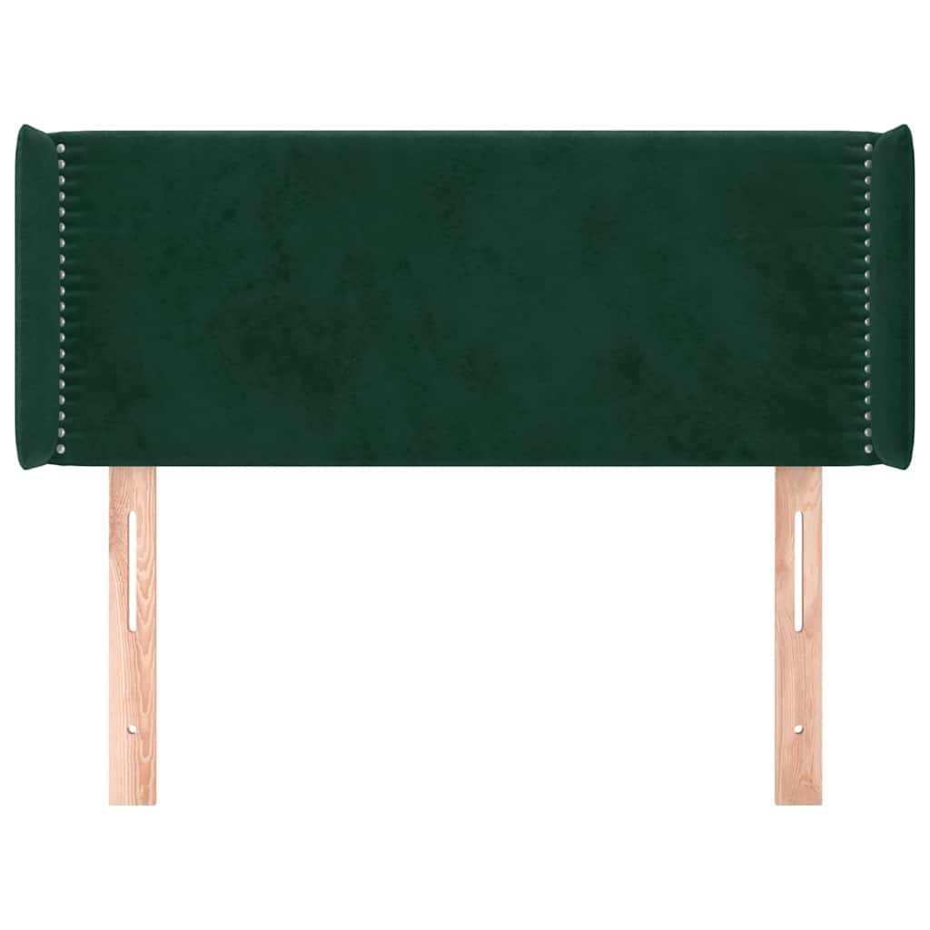 vidaXL Tête de lit à oreilles Vert foncé 93x16x78/88 cm Velours