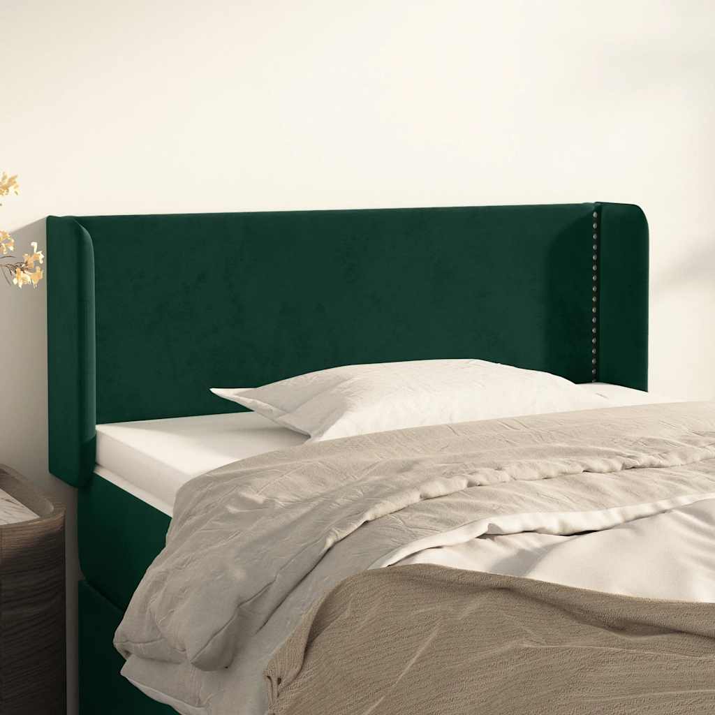 vidaXL Tête de lit à oreilles Vert foncé 93x16x78/88 cm Velours