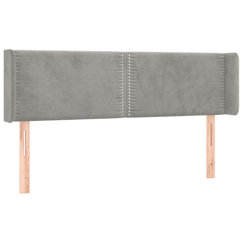 vidaXL Kopfteil mit Ohren Hellgrau 147x16x78/88 cm Samt