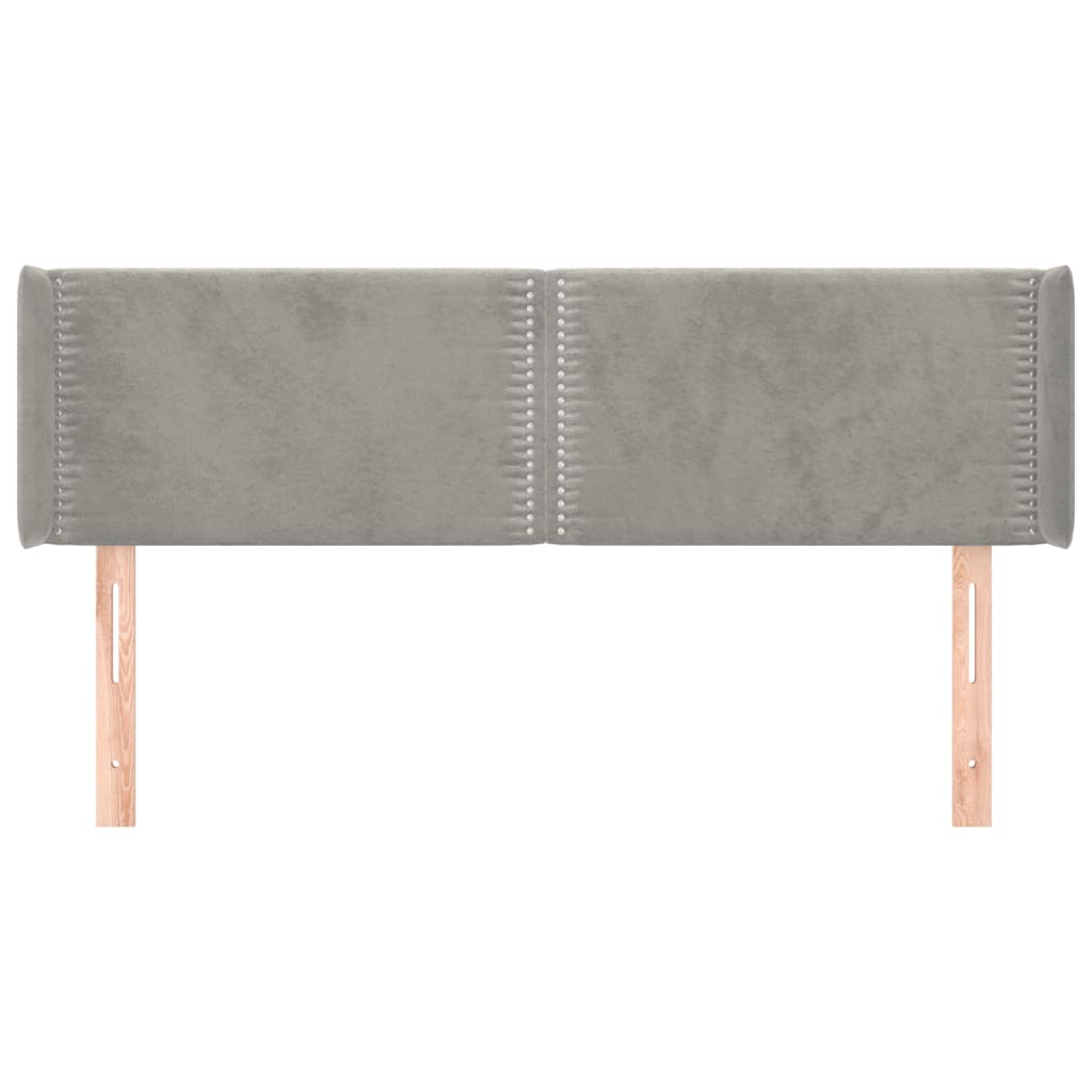 vidaXL Kopfteil mit Ohren Hellgrau 147x16x78/88 cm Samt