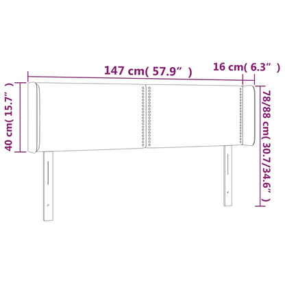 vidaXL Kopfteil mit Ohren Hellgrau 147x16x78/88 cm Samt
