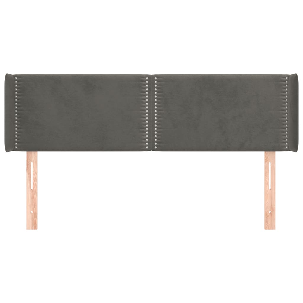 vidaXL Kopfteil mit Ohren Dunkelgrau 147x16x78/88 cm Samt