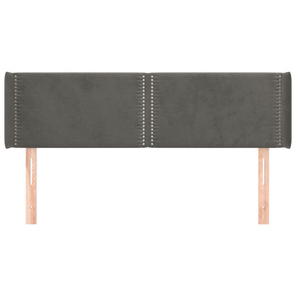 vidaXL Kopfteil mit Ohren Dunkelgrau 147x16x78/88 cm Samt