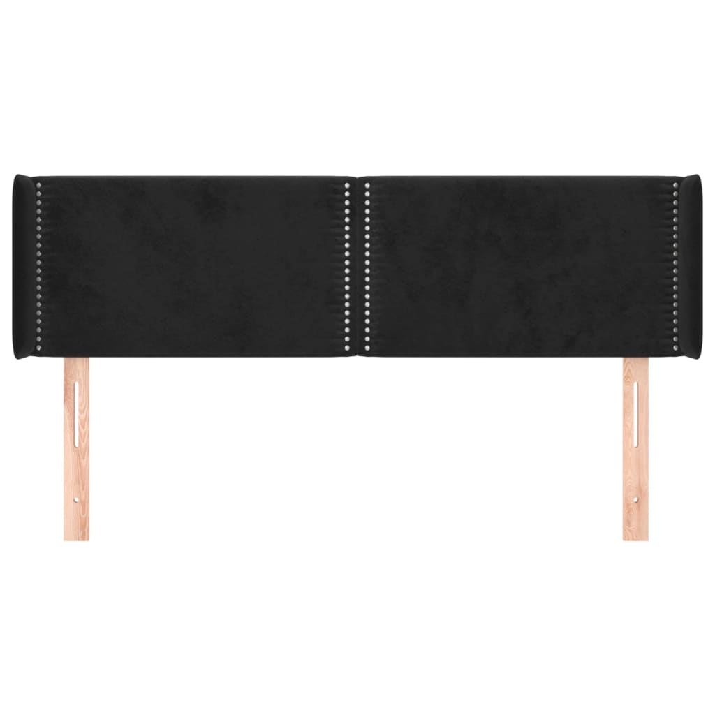 vidaXL Kopfteil mit Ohren Schwarz 147x16x78/88 cm Samt