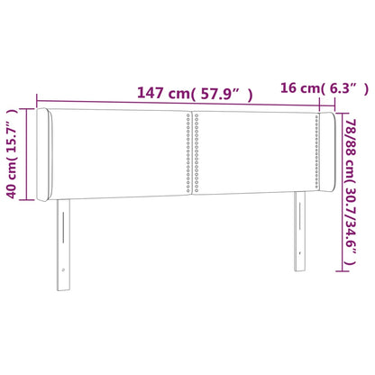 vidaXL Kopfteil mit Ohren Schwarz 147x16x78/88 cm Samt