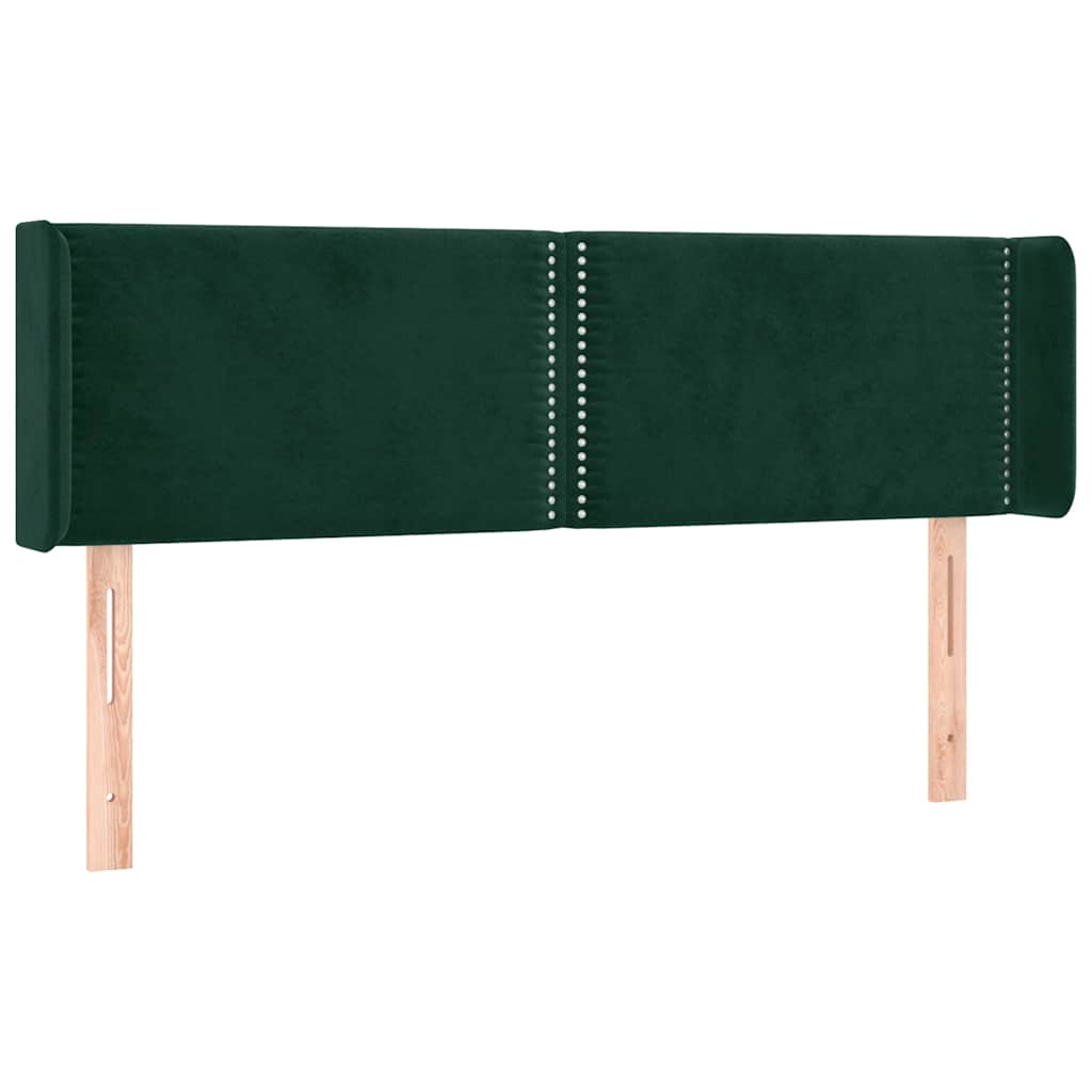 vidaXL Kopfteil mit Ohren Dunkelgrün 147x16x78/88 cm Samt