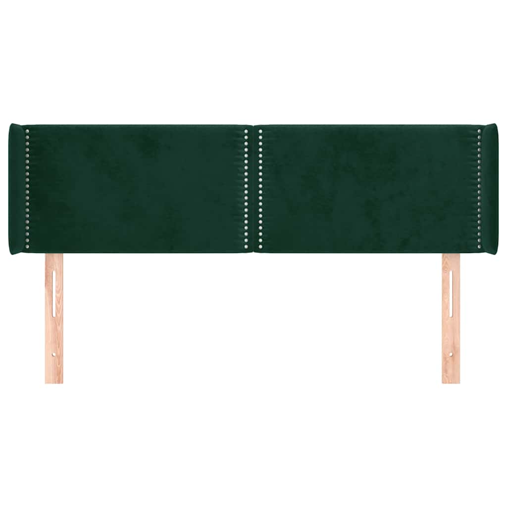 vidaXL Kopfteil mit Ohren Dunkelgrün 147x16x78/88 cm Samt