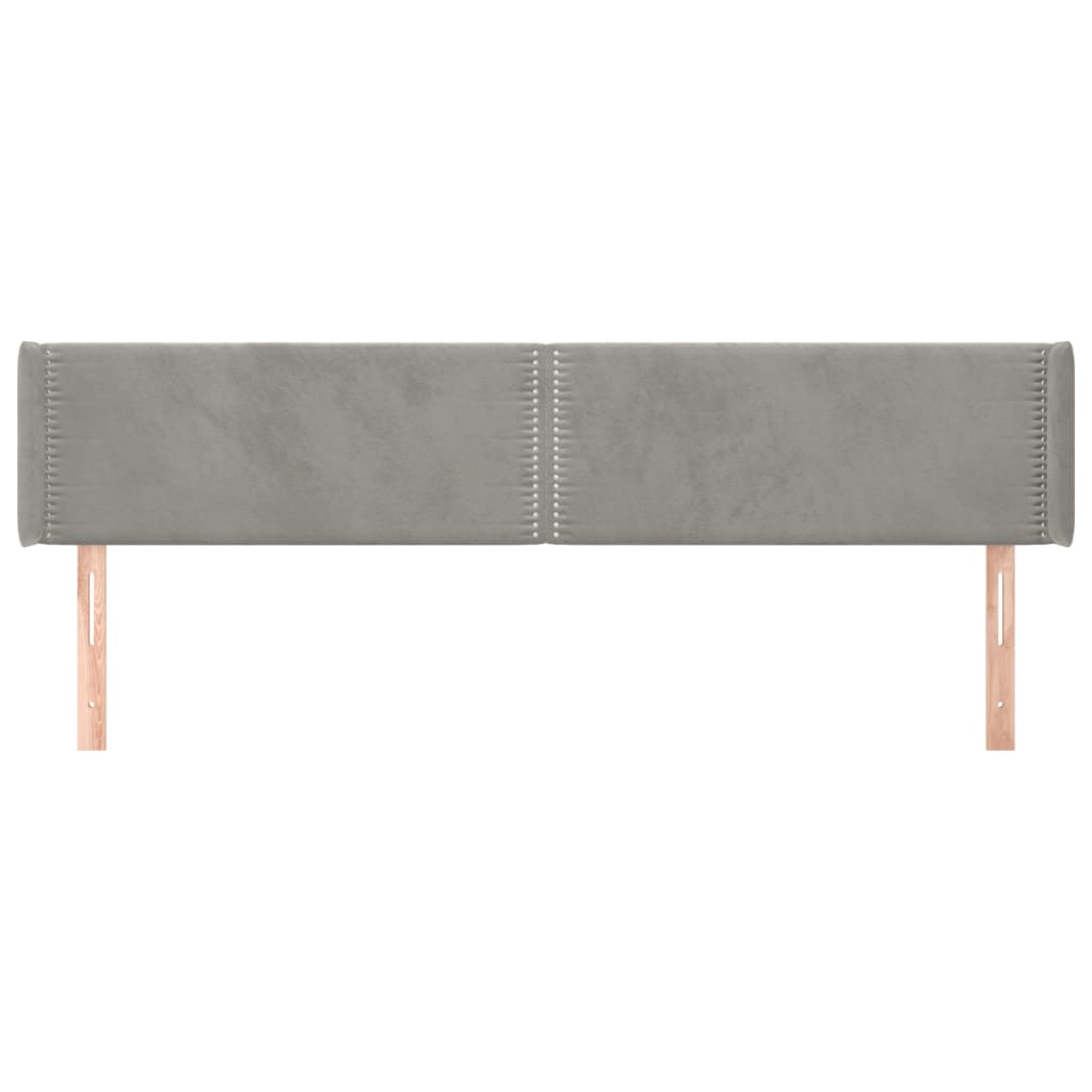 vidaXL Kopfteil mit Ohren Hellgrau 163x16x78/88 cm Samt