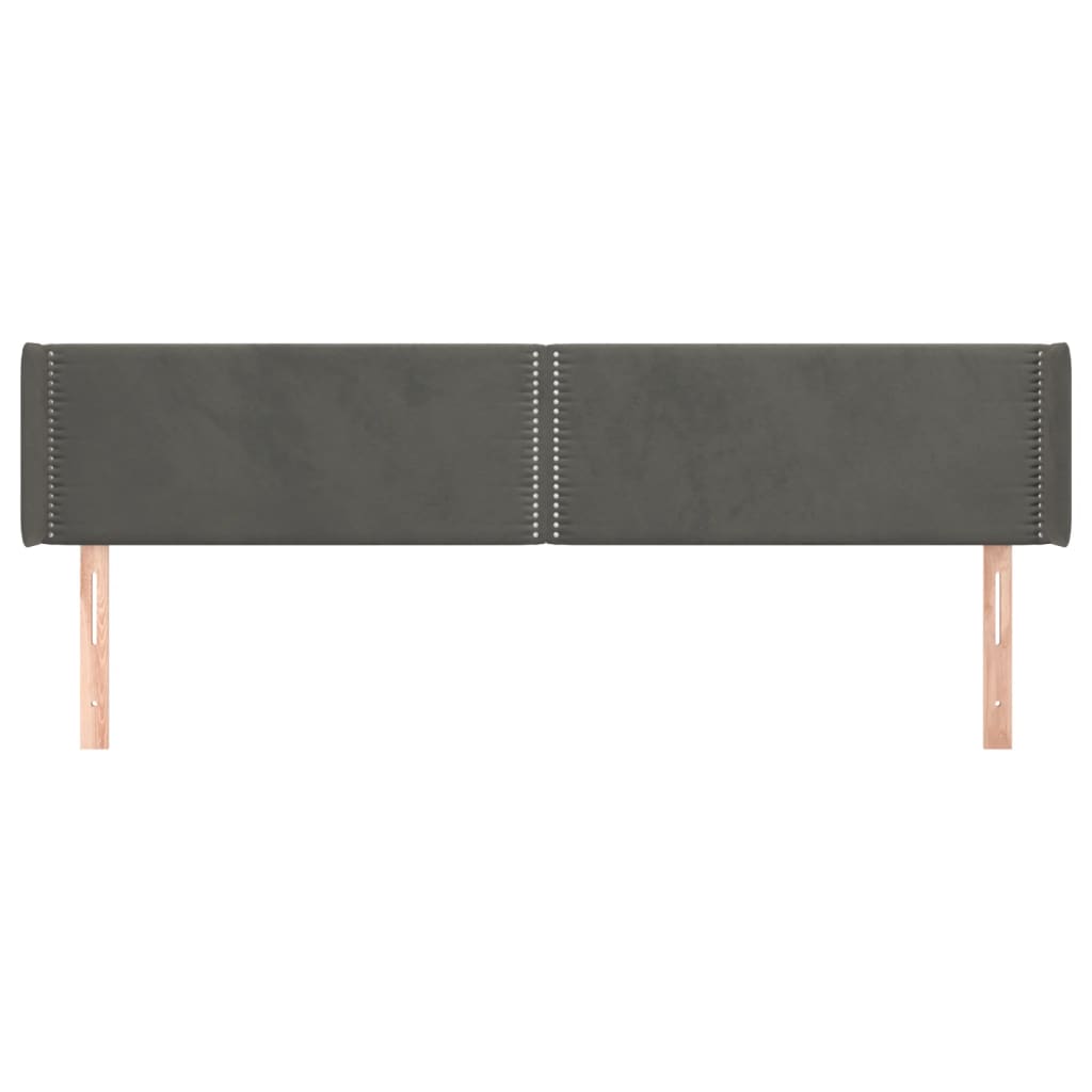 vidaXL Kopfteil mit Ohren Dunkelgrau 163x16x78/88 cm Samt