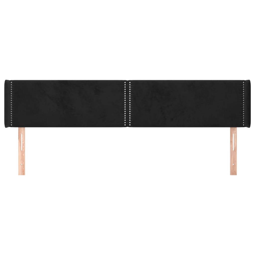 vidaXL Kopfteil mit Ohren Schwarz 163x16x78/88 cm Samt