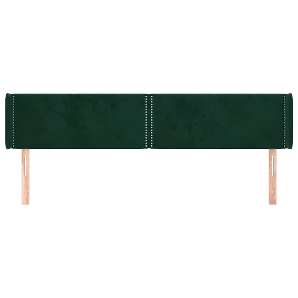 vidaXL Kopfteil mit Ohren Dunkelgrün 183x16x78/88 cm Samt