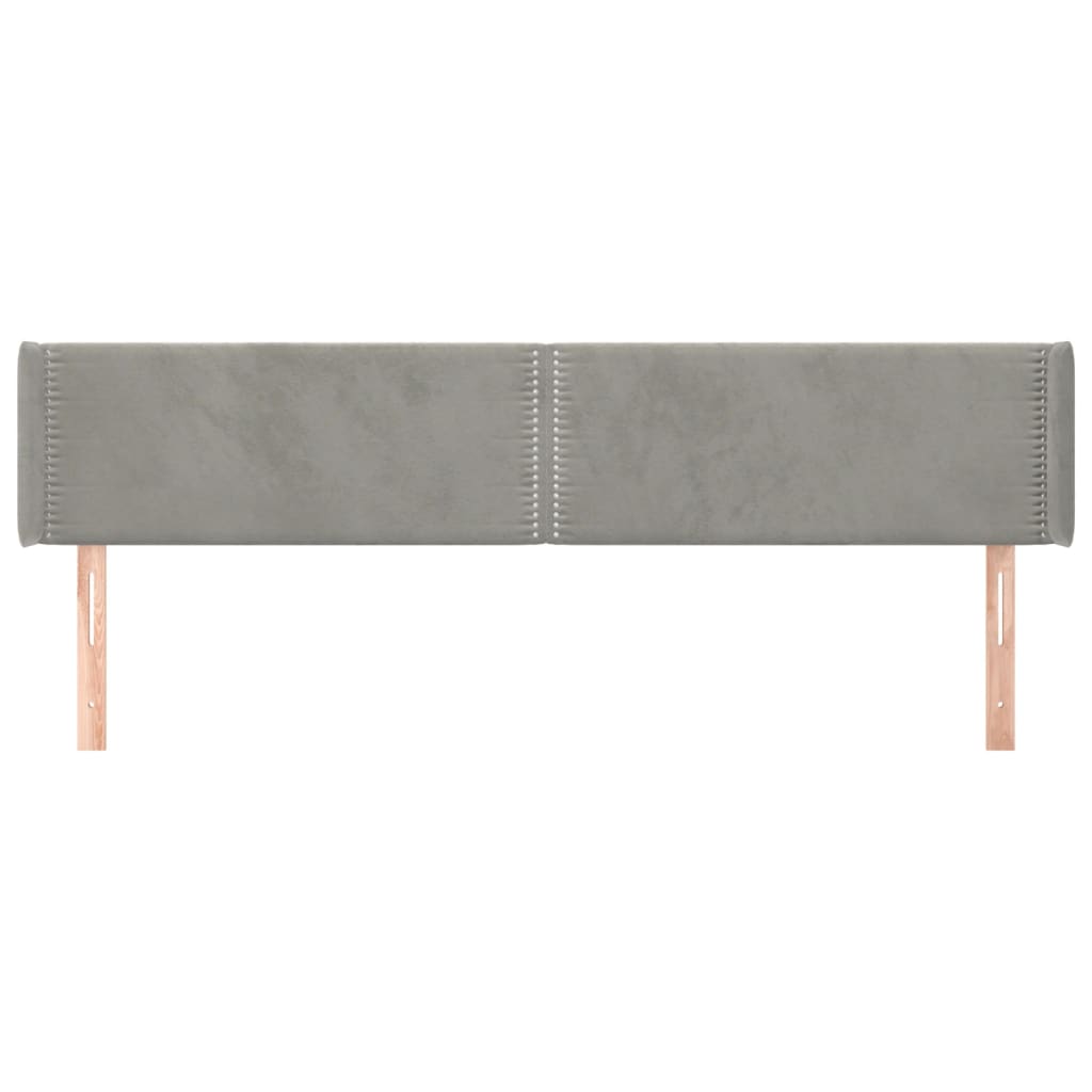 vidaXL Kopfteil mit Ohren Hellgrau 203x16x78/88 cm Samt