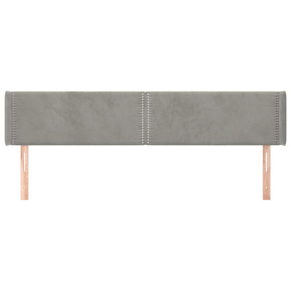 vidaXL Kopfteil mit Ohren Hellgrau 203x16x78/88 cm Samt