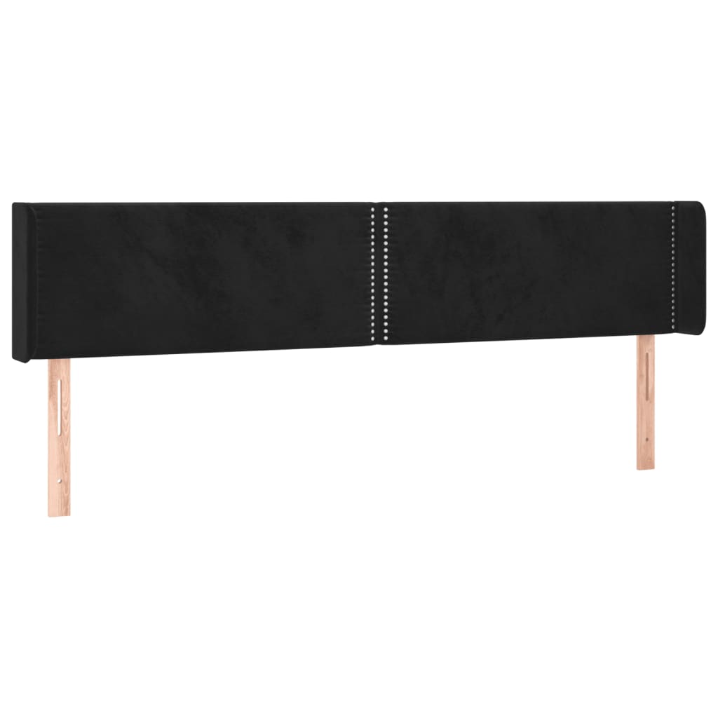 vidaXL Kopfteil mit Ohren Schwarz 203x16x78/88 cm Samt