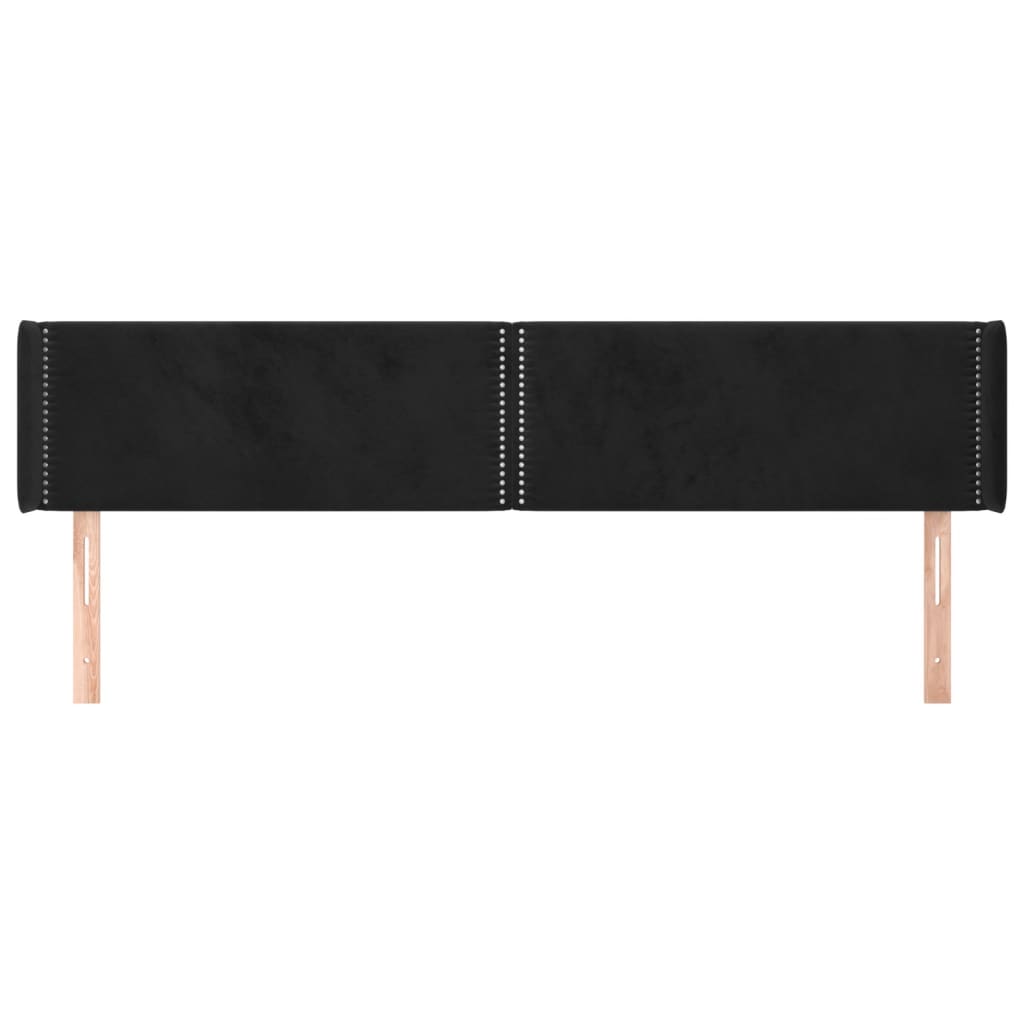vidaXL Kopfteil mit Ohren Schwarz 203x16x78/88 cm Samt