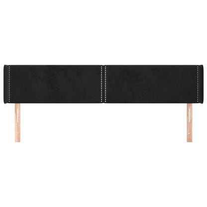 vidaXL Kopfteil mit Ohren Schwarz 203x16x78/88 cm Samt