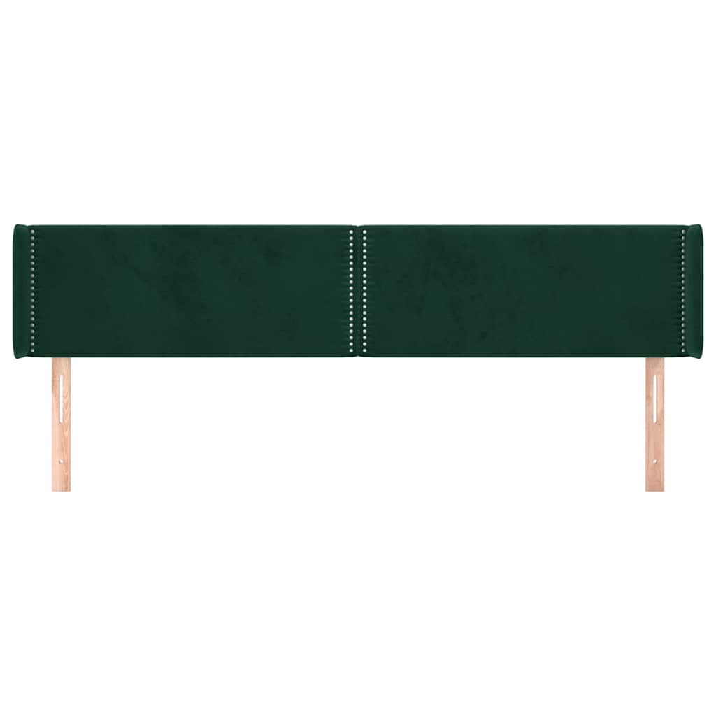 vidaXL Kopfteil mit Ohren Dunkelgrün 203x16x78/88 cm Samt