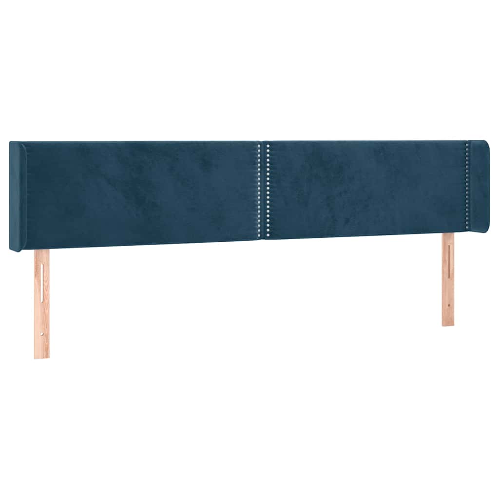 vidaXL Kopfteil mit Ohren Dunkelblau 203x16x78/88 cm Samt