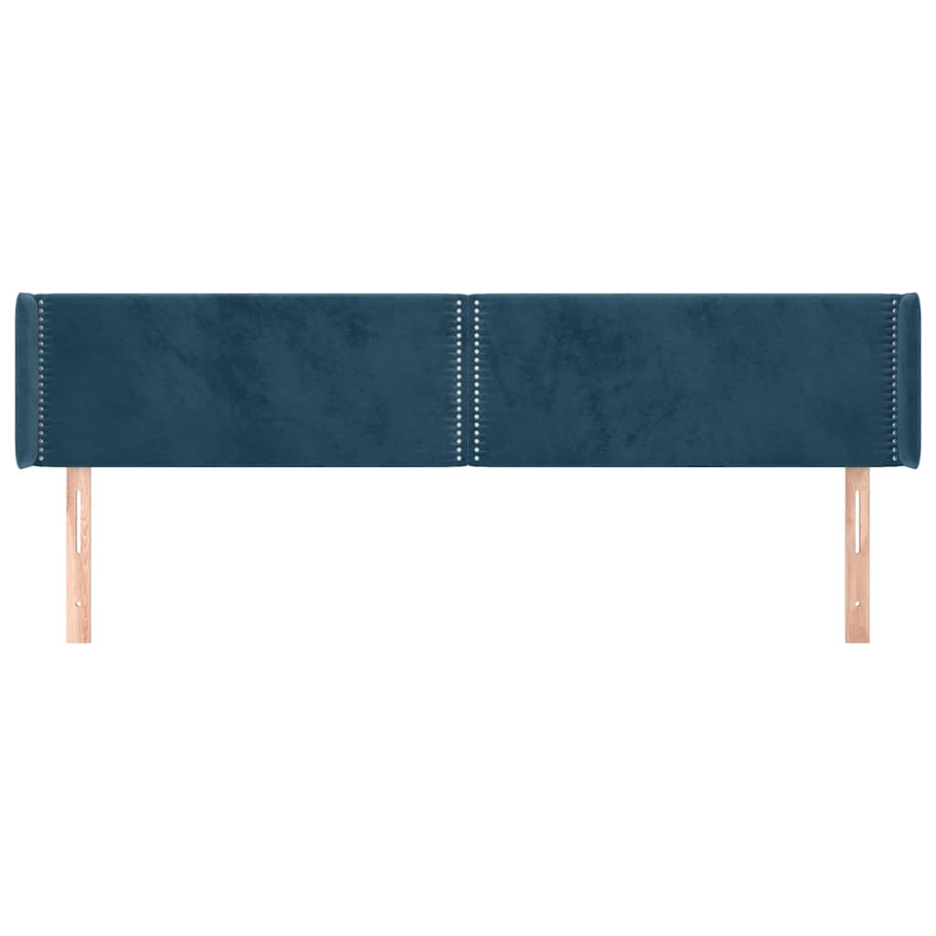 vidaXL Kopfteil mit Ohren Dunkelblau 203x16x78/88 cm Samt