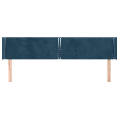 vidaXL Kopfteil mit Ohren Dunkelblau 203x16x78/88 cm Samt