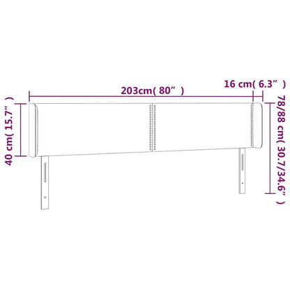 vidaXL Kopfteil mit Ohren Dunkelblau 203x16x78/88 cm Samt