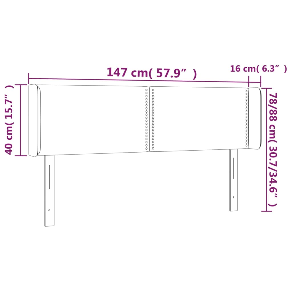 vidaXL Kopfteil mit Ohren Grau 147x16x78/88 cm Kunstleder