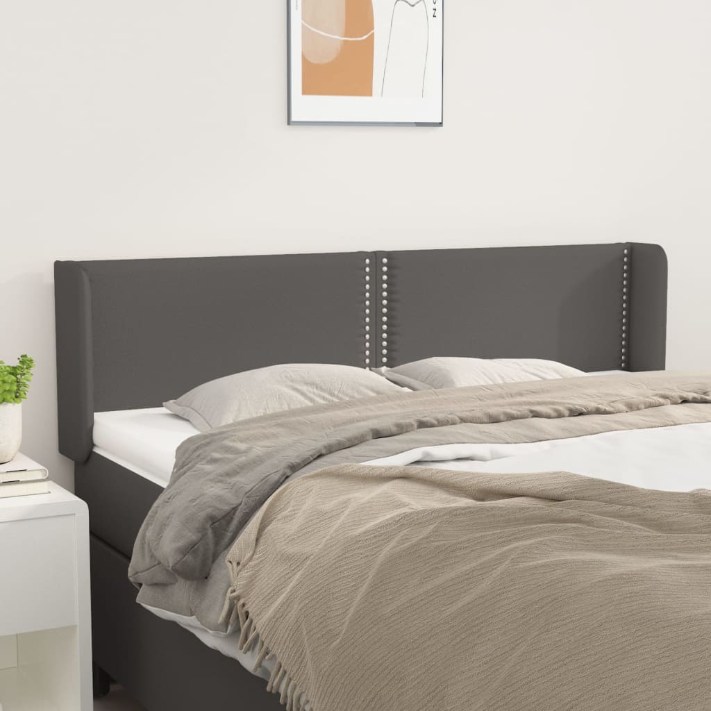 vidaXL Kopfteil mit Ohren Grau 147x16x78/88 cm Kunstleder