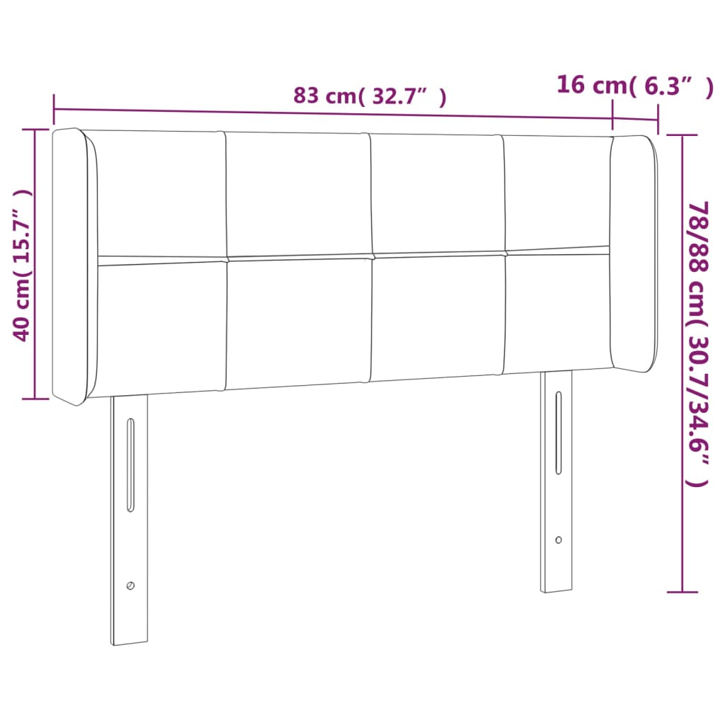 vidaXL Kopfteil mit Ohren Blau 83x16x78/88 cm Stoff