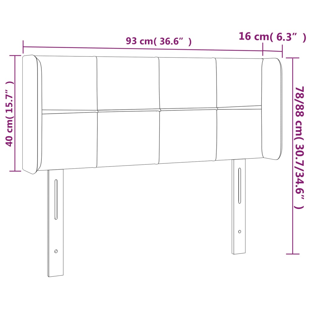 vidaXL Kopfteil mit Ohren Blau 93x16x78/88 cm Stoff