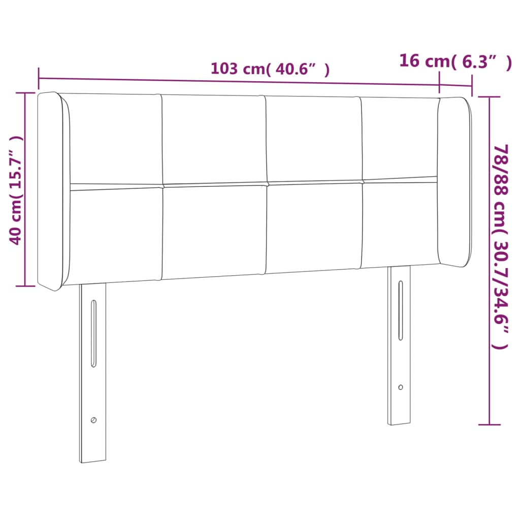 vidaXL Kopfteil mit Ohren Hellgrau 103x16x78/88 cm Stoff