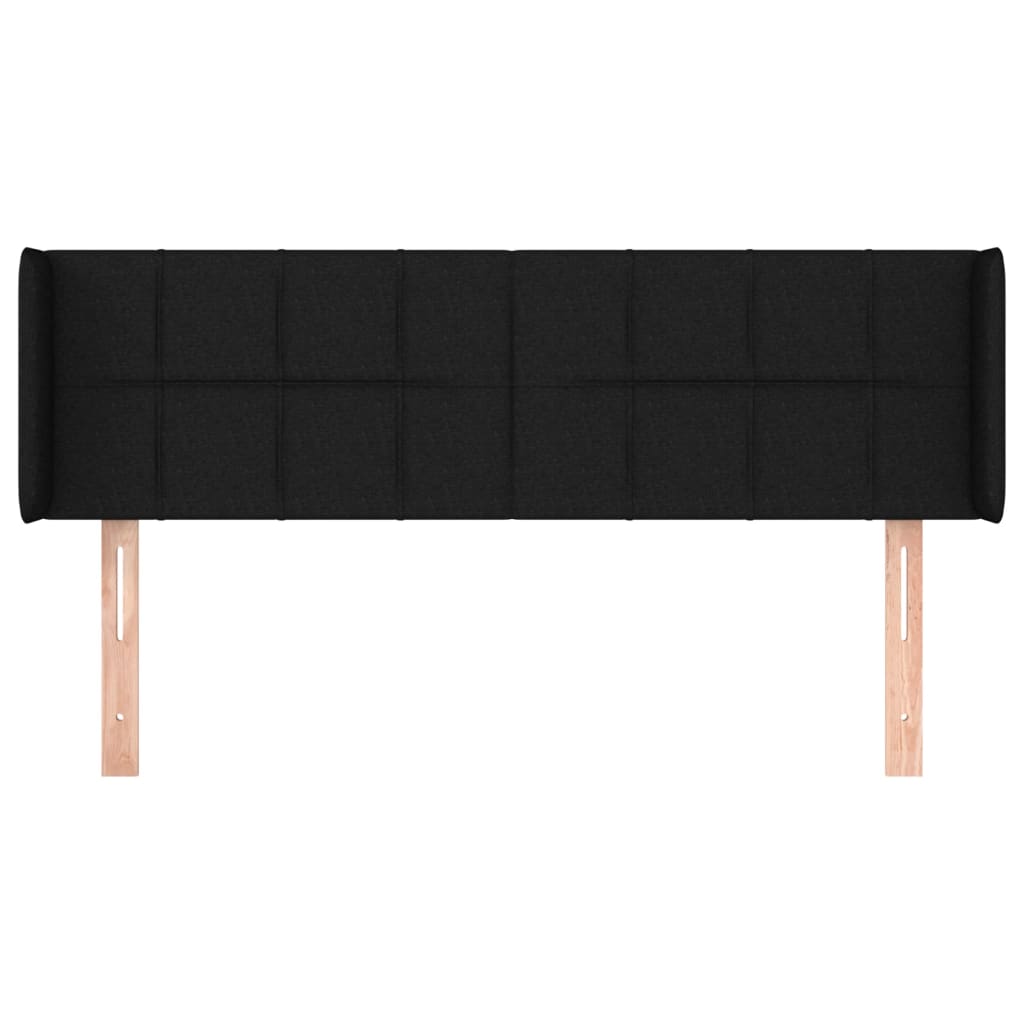 vidaXL Kopfteil mit Ohren Schwarz 147x16x78/88 cm Stoff