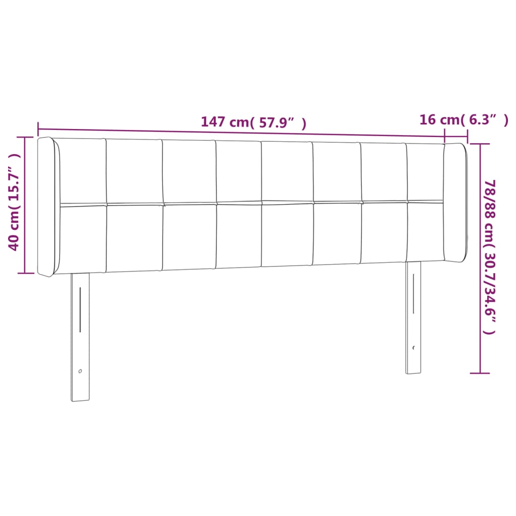 vidaXL Kopfteil mit Ohren Schwarz 147x16x78/88 cm Stoff