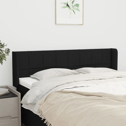 vidaXL Kopfteil mit Ohren Schwarz 147x16x78/88 cm Stoff