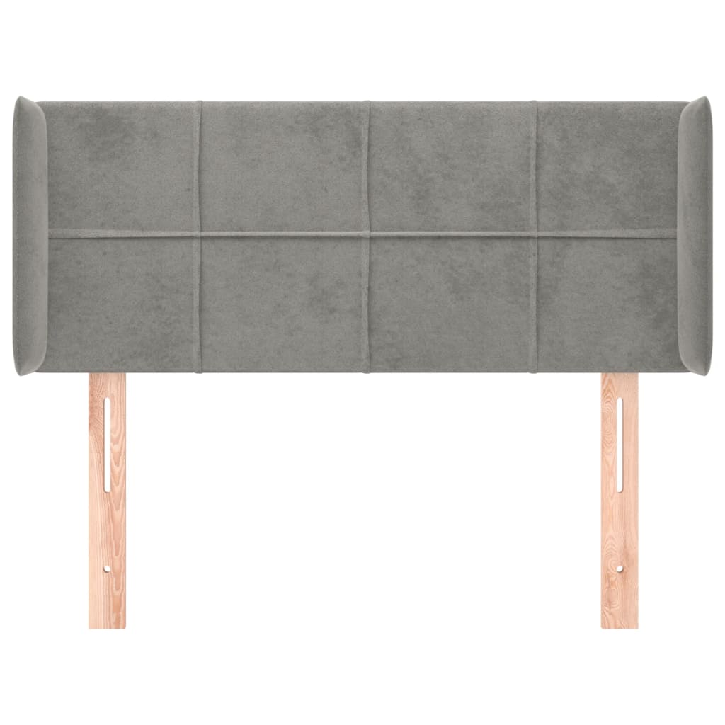 vidaXL Kopfteil mit Ohren Hellgrau 93x16x78/88 cm Samt