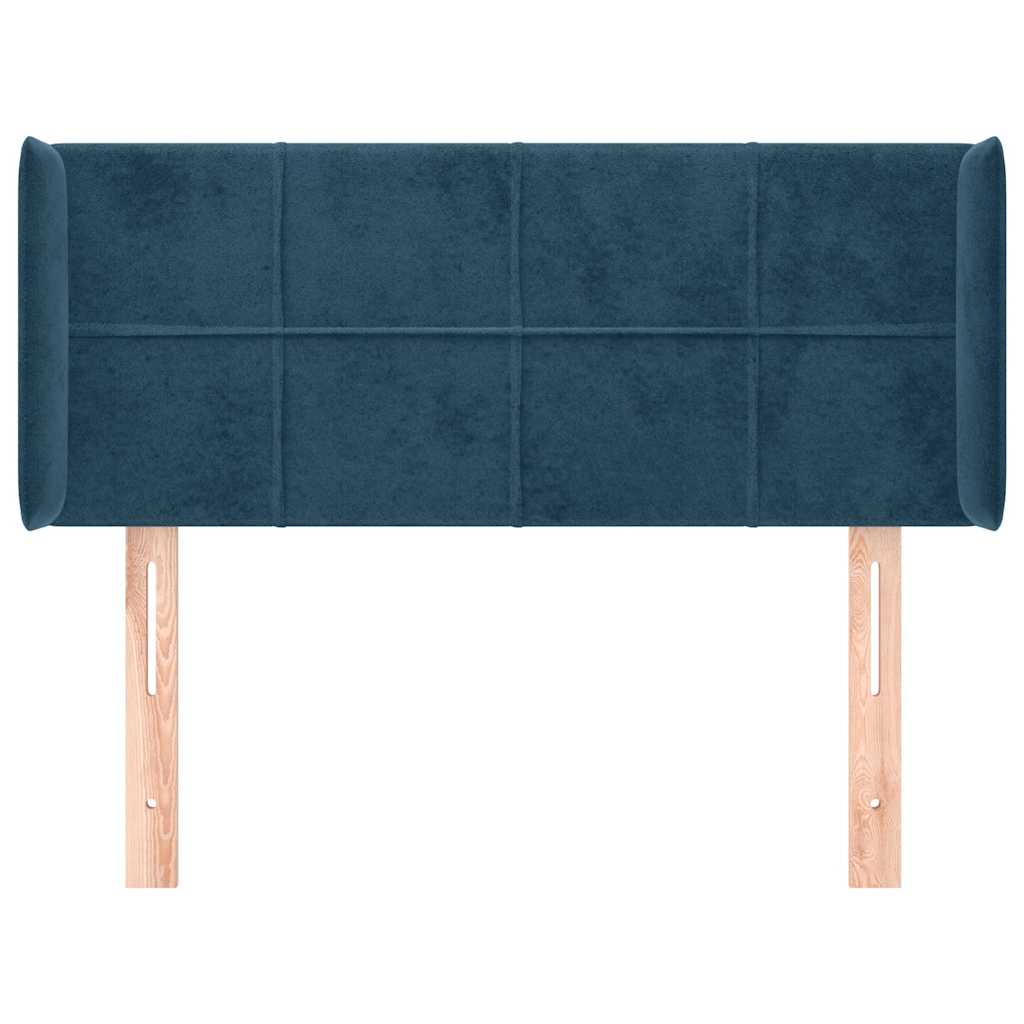 vidaXL Kopfteil mit Ohren Dunkelblau 93x16x78/88 cm Samt