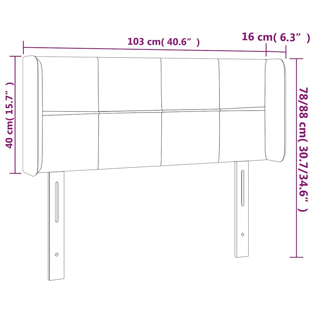 vidaXL Kopfteil mit Ohren Dunkelblau 103x16x78/88 cm Samt