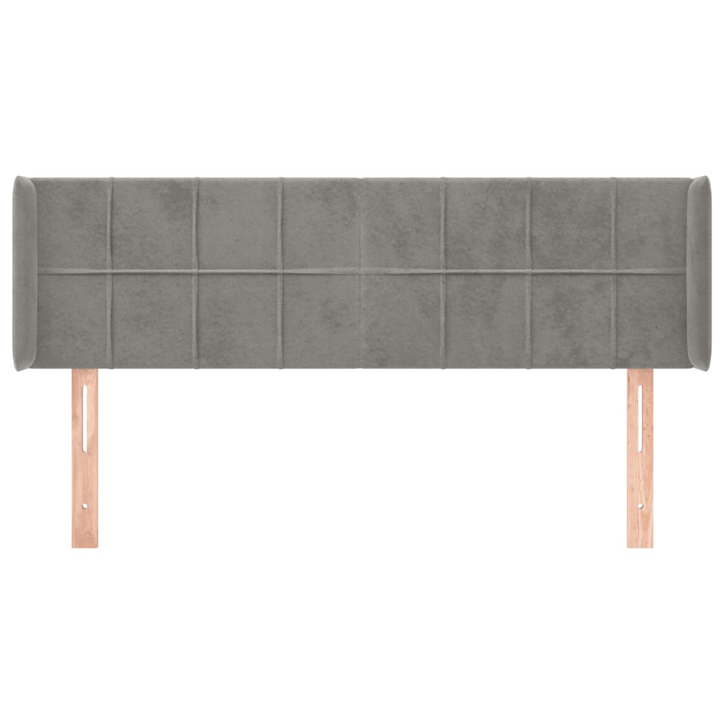 vidaXL Kopfteil mit Ohren Hellgrau 147x16x78/88 cm Samt