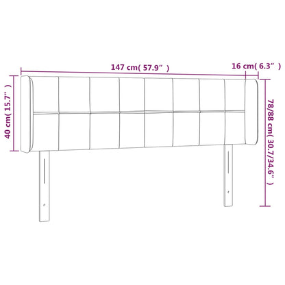 vidaXL Kopfteil mit Ohren Hellgrau 147x16x78/88 cm Samt