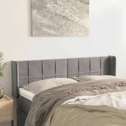 vidaXL Kopfteil mit Ohren Hellgrau 147x16x78/88 cm Samt