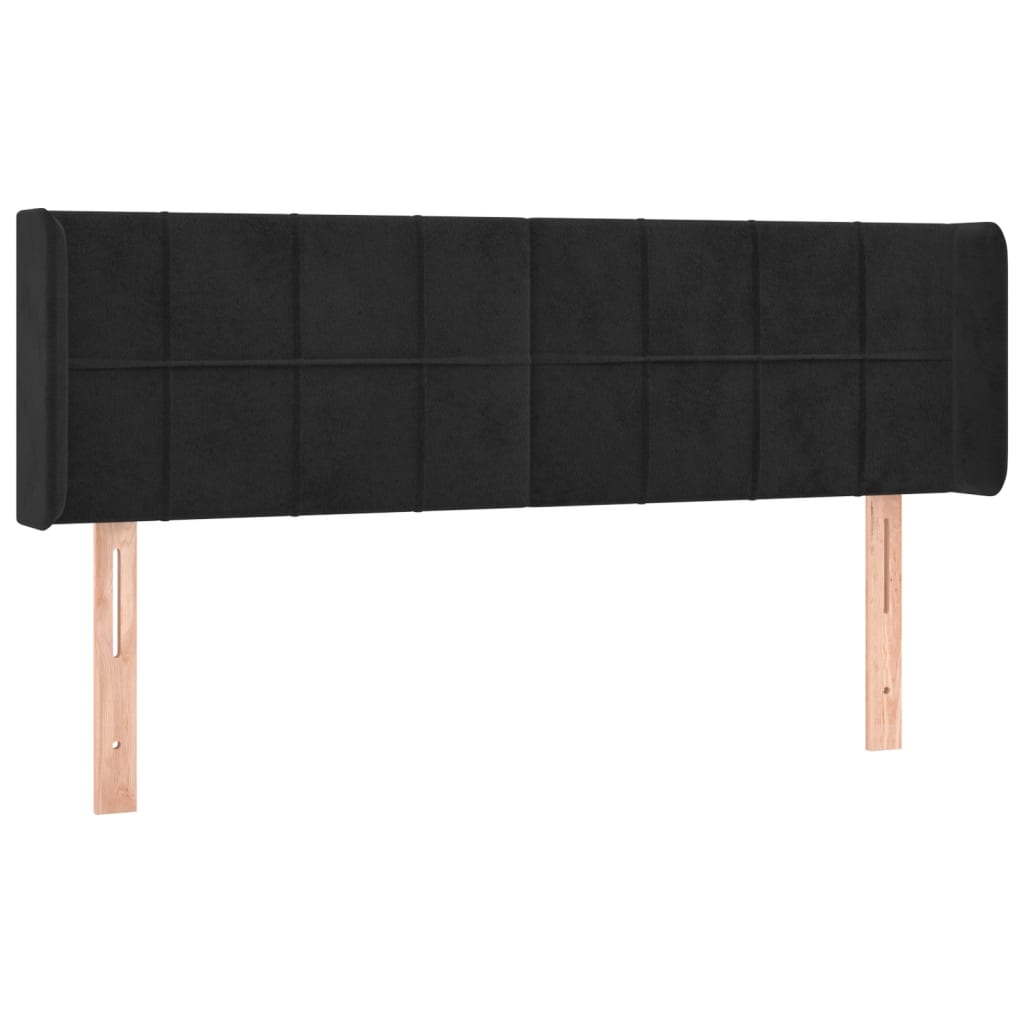 vidaXL Kopfteil mit Ohren Schwarz 147x16x78/88 cm Samt