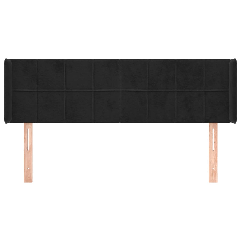 vidaXL Kopfteil mit Ohren Schwarz 147x16x78/88 cm Samt