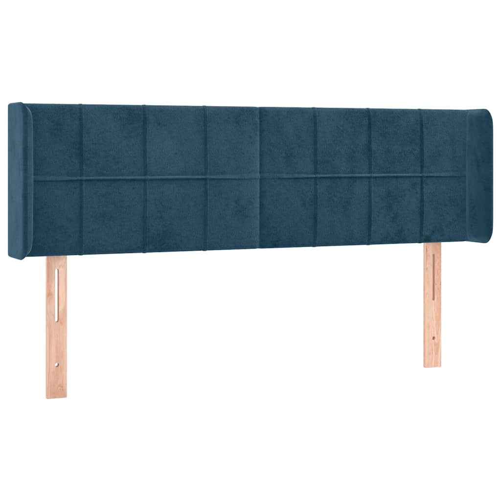 vidaXL Kopfteil mit Ohren Dunkelblau 147x16x78/88 cm Samt