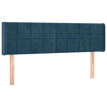 vidaXL Kopfteil mit Ohren Dunkelblau 147x16x78/88 cm Samt