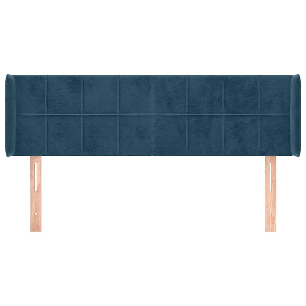 vidaXL Kopfteil mit Ohren Dunkelblau 147x16x78/88 cm Samt