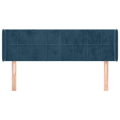 vidaXL Kopfteil mit Ohren Dunkelblau 147x16x78/88 cm Samt