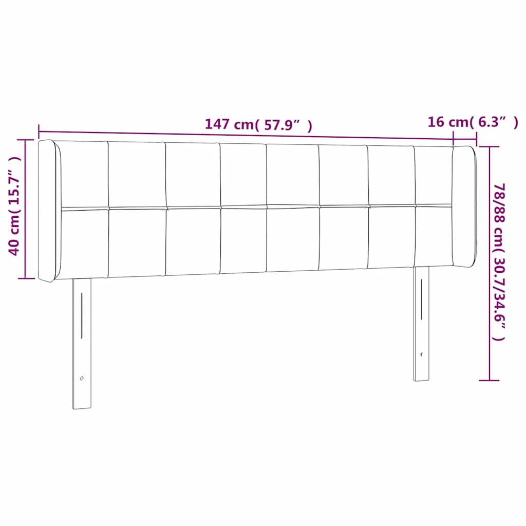 vidaXL Kopfteil mit Ohren Dunkelblau 147x16x78/88 cm Samt