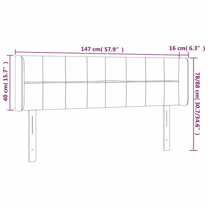 vidaXL Kopfteil mit Ohren Dunkelblau 147x16x78/88 cm Samt