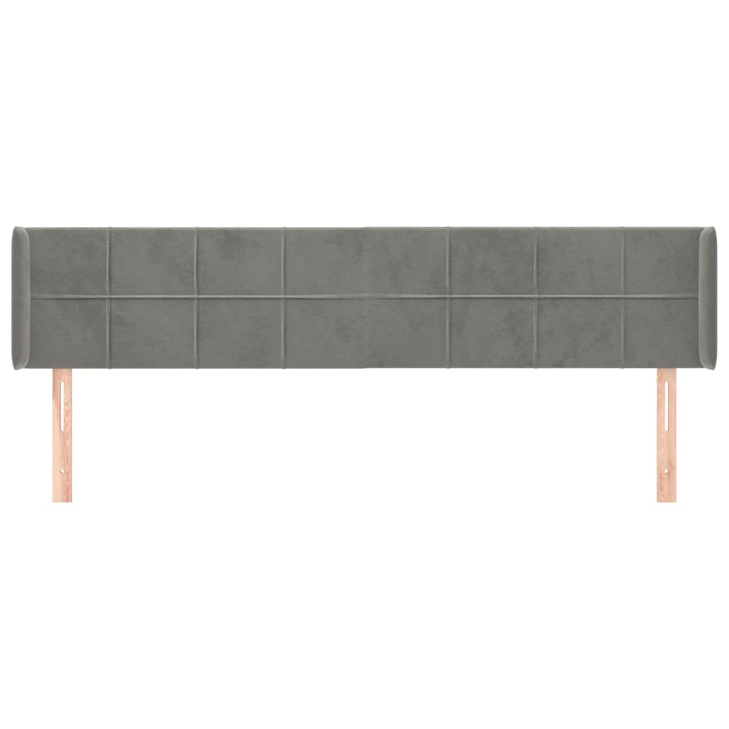 vidaXL Kopfteil mit Ohren Hellgrau 163x16x78/88 cm Samt