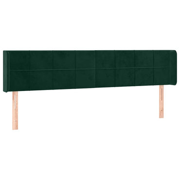 vidaXL Kopfteil mit Ohren Dunkelgrün 163x16x78/88 cm Samt