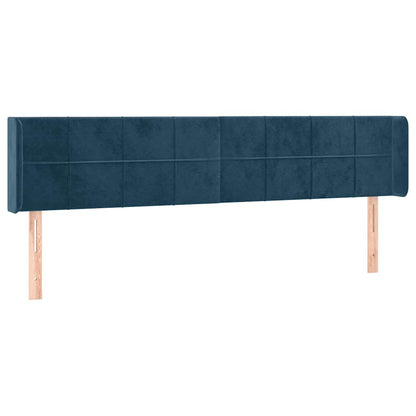 vidaXL Kopfteil mit Ohren Dunkelblau 163x16x78/88 cm Samt